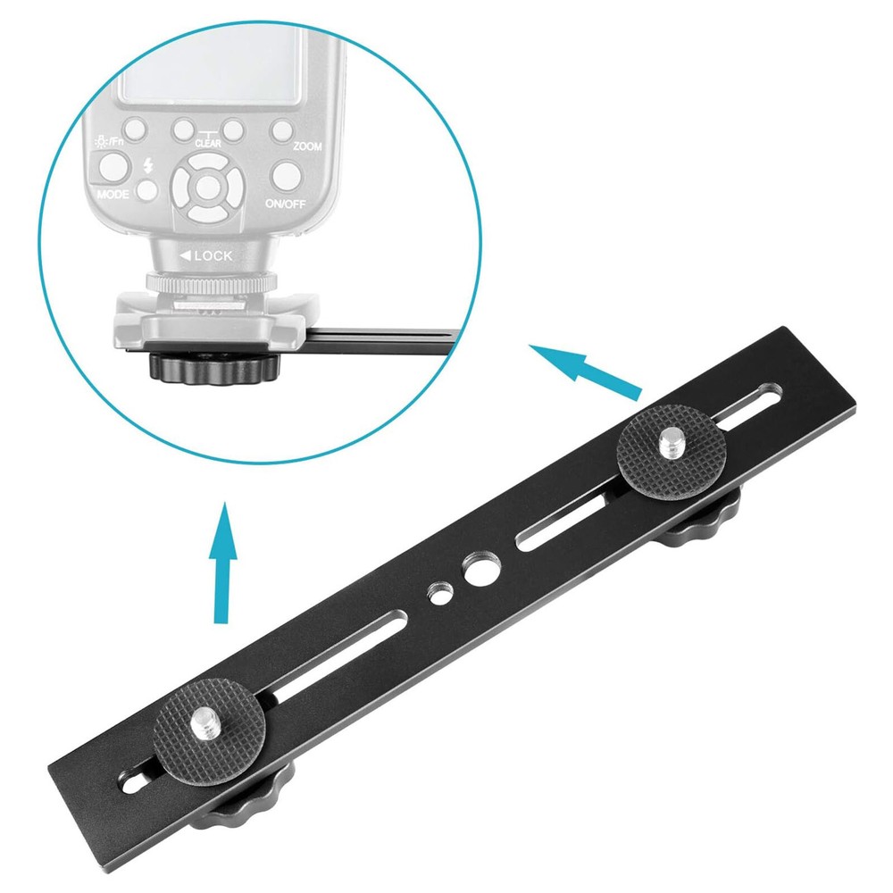 8"/20cm Dual Speedlite Camera Tripod Mount Bracket LED Light Flash Extension Bar