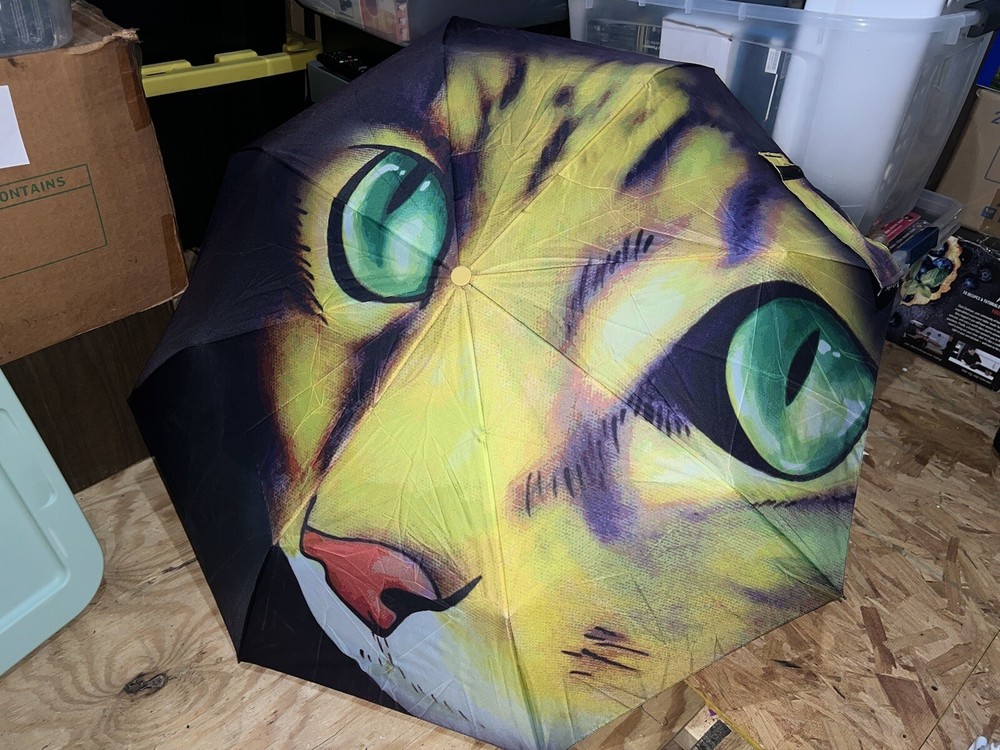Multi-color Cat Lady Umbrella W/ Large Multi Colored Cat