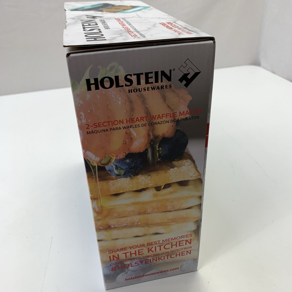 Holstein Housewares 2 Section Heart Waffle Maker New