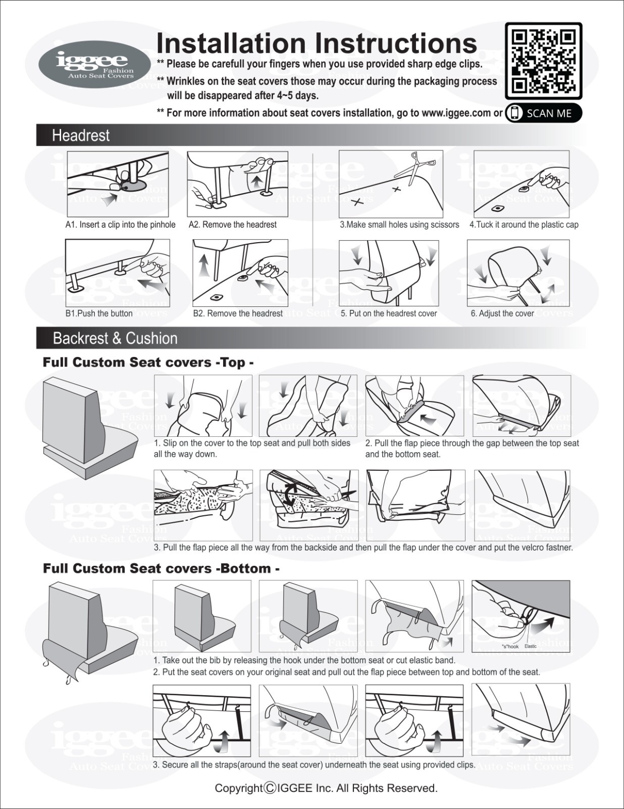 IGGEE CUSTOM SEAT COVERS FOR BMW Z4 2003-2008 BLACK FULL SET