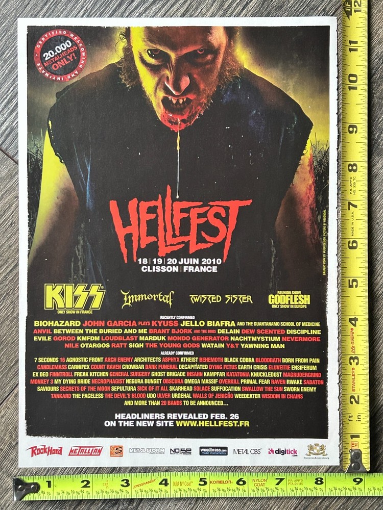 KISS Concert Ad Advert Hellfest Music Festival June 2010 France Vintage Kiss