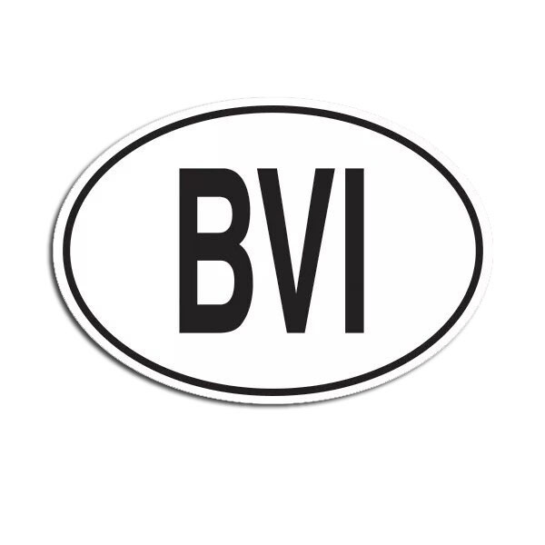 BVI British Virgin Islands Country Code Oval Sticker Decal