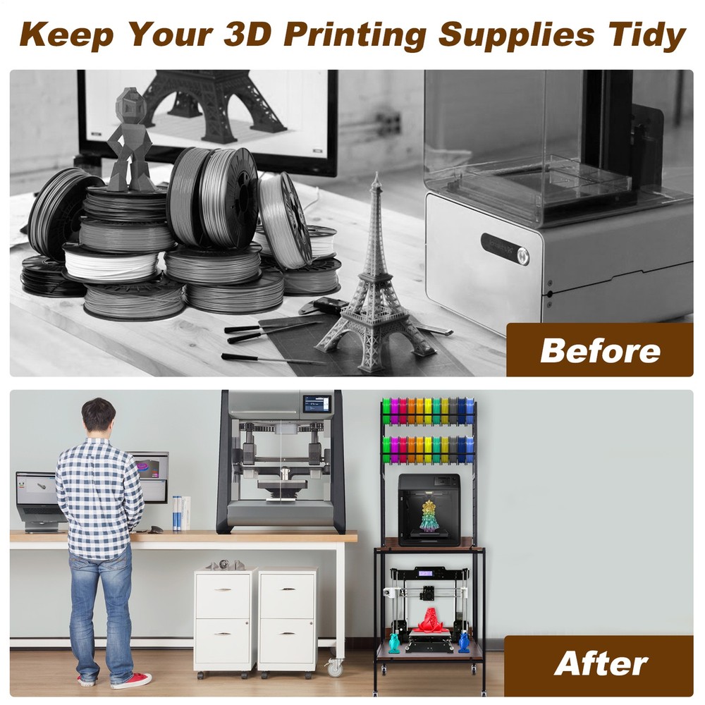 3D Printer Rack Filaments Storage - Rolling 3d Printing Stand Filament Organizer