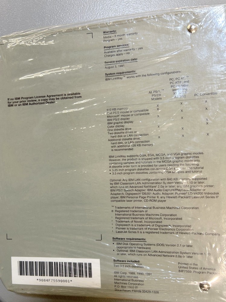 IBM LinkWay Vrs 2.01 Includes Software NIB New