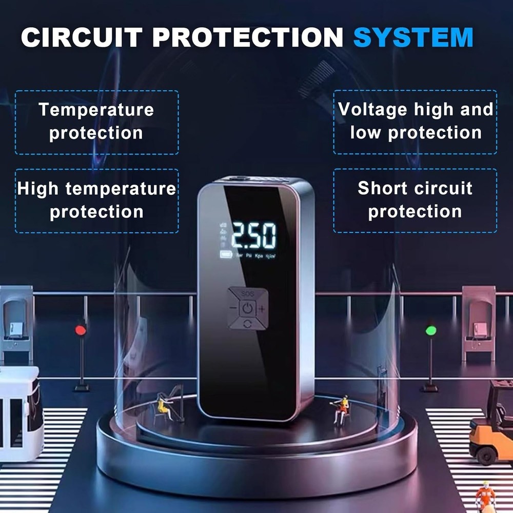 Multi-Functional Car Battery Jump Starter & Air Compressor with Smart Features