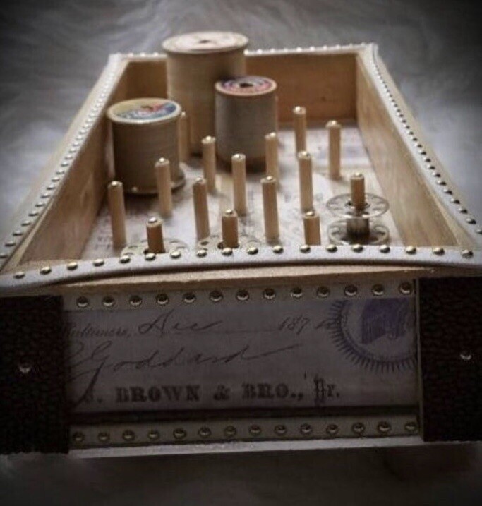 Wood Thread bobbin holder sewing room organizer