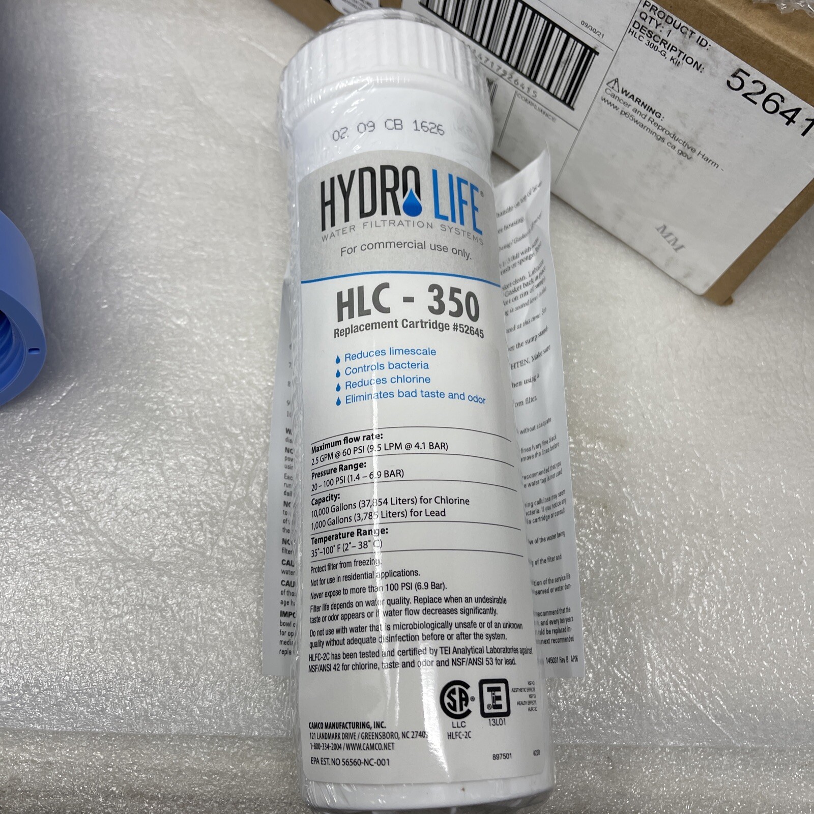 Camco Hydro Life 300-G, HLC 350 Water Filter Cartridge Processor, Ice Machine