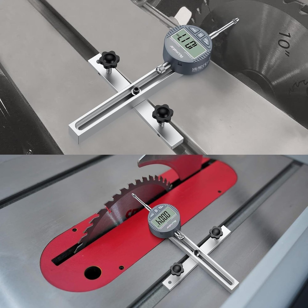 Digital Table Saw Gauge with Dial Indicator Range,CNC 0-1 Inch Silver gray