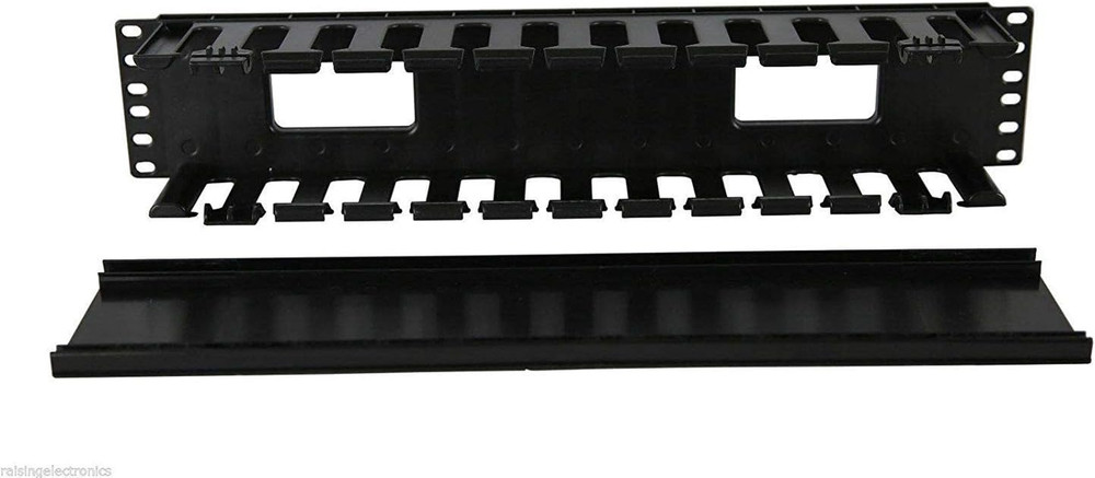 19 Inch 2U Rack Mount Cable Management Unit 12 Slots with Panel Plastic