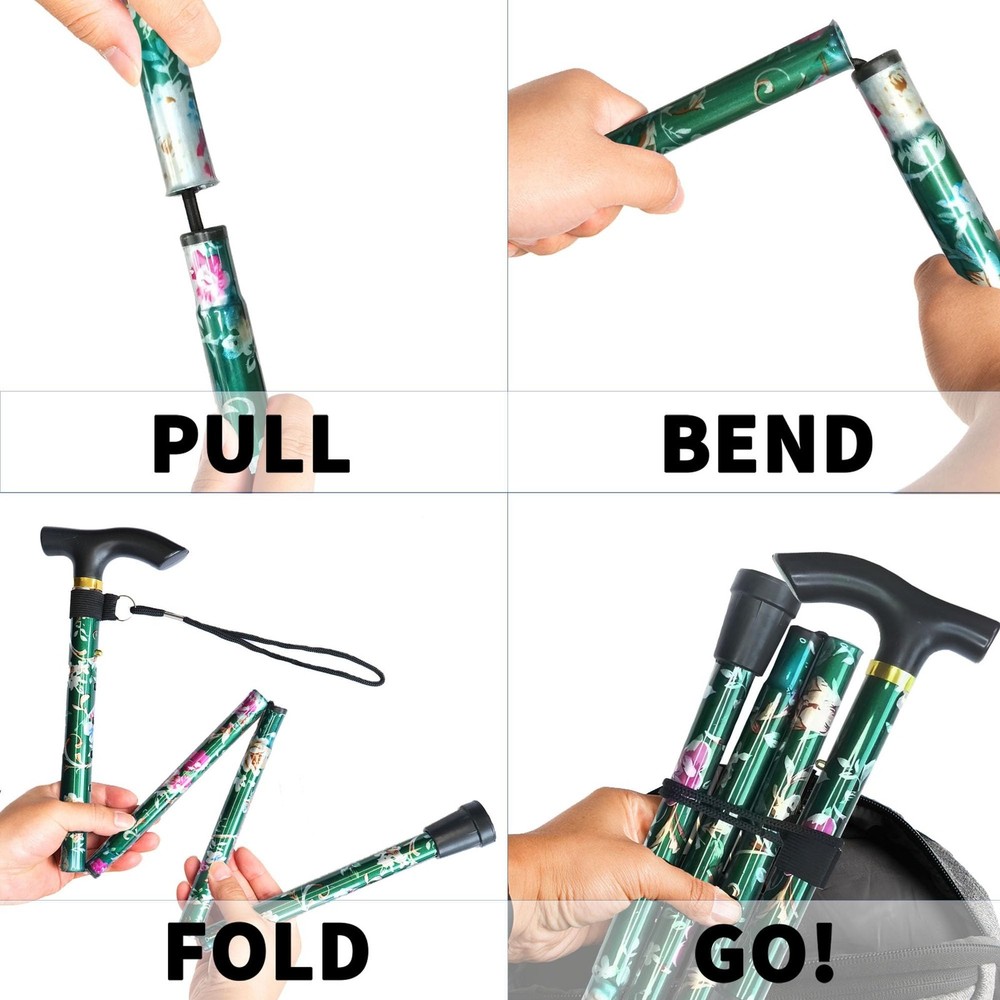 CLOKTA Folding Cane, 5-Level Adjustable Height Lightweight Portable Foldable ...