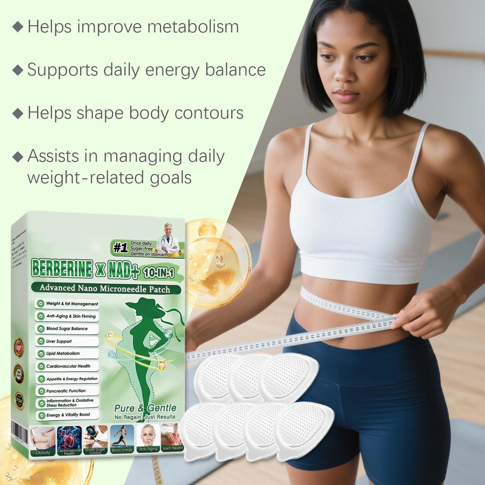 3PACK Moringa Berberine 10-in-1 Advanced Nano Microneedle Patches 7Pcs/Box New