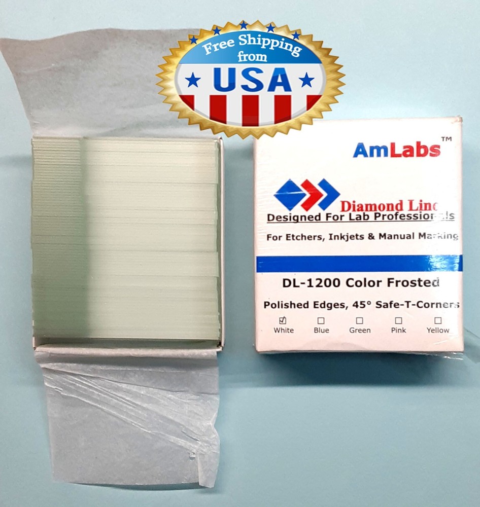 2 Packs AmLabs X 72  Microscope Slides 24.5 x 76.2mm Reactangl Clear white Glass