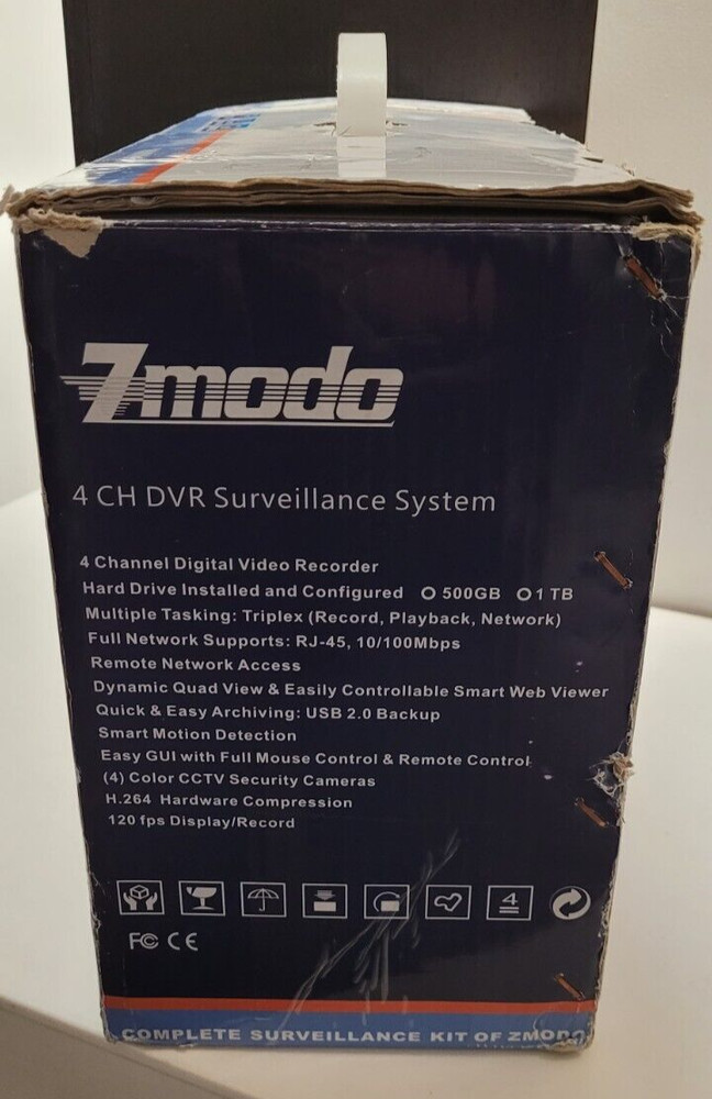 Zmodo 4 CH DVR Surveillance System **Used**