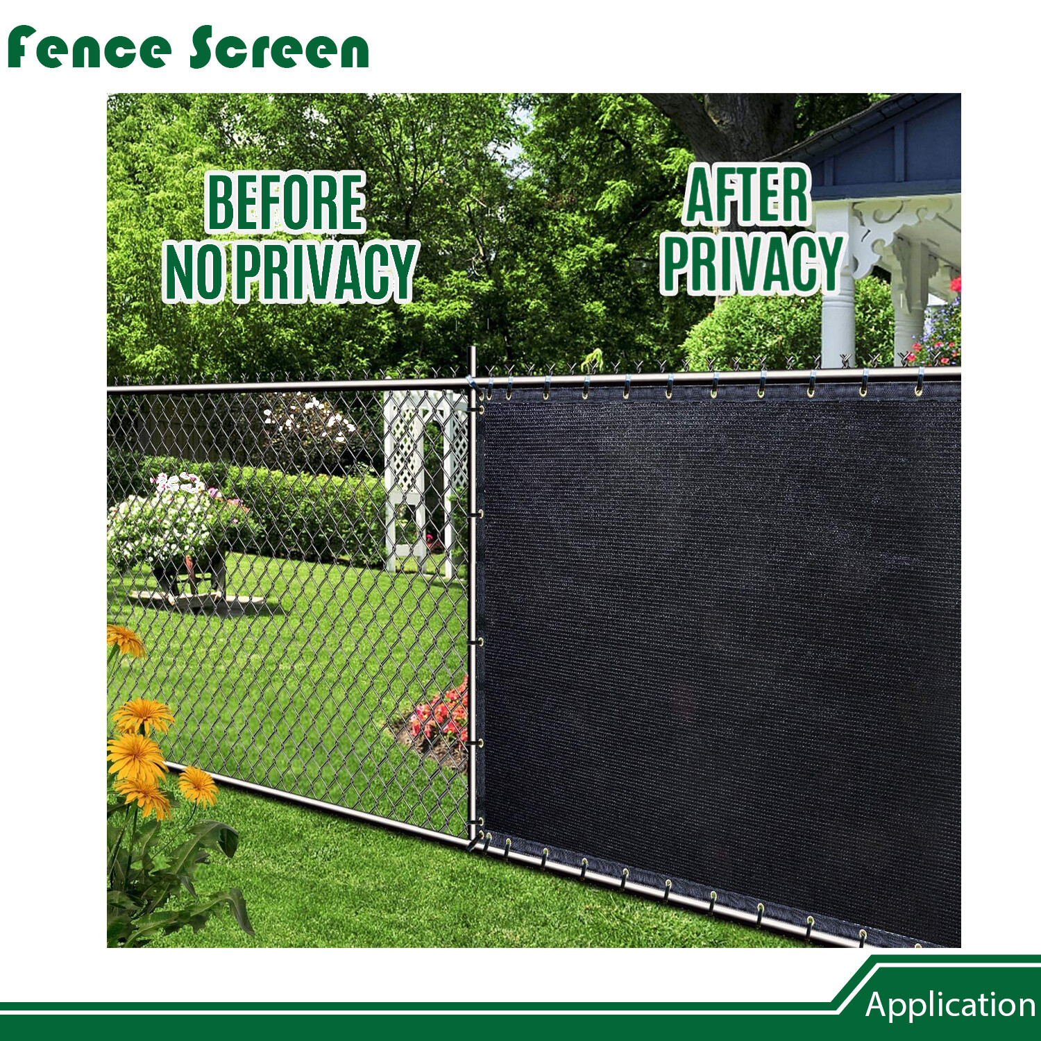 4' 5' 6' 8' tall Fence Privacy Screen Shade Cover Windscreen Mesh Garden-Black
