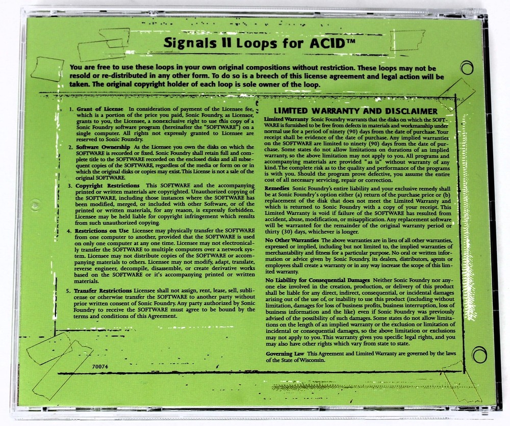 Sonic Foundry Fuel Signals 2 Loops For Acid Sample/Sound Library/Sampling CD