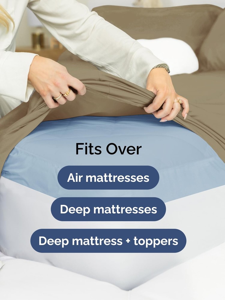 Extra Deep Full Fitted Sheet - Hotel Luxury Single Fitted Sheet Only - Easily...