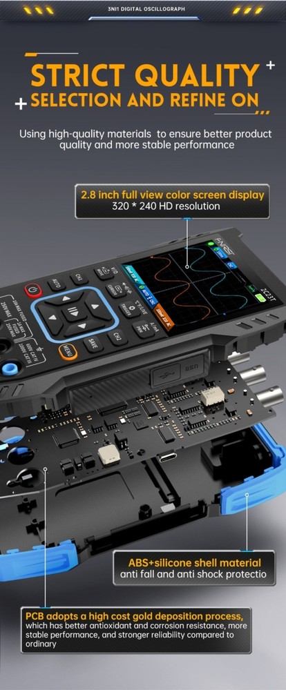 FNIRSI 2C23T Handheld Oscilloscope Digital Multimeter Function Signal Generator
