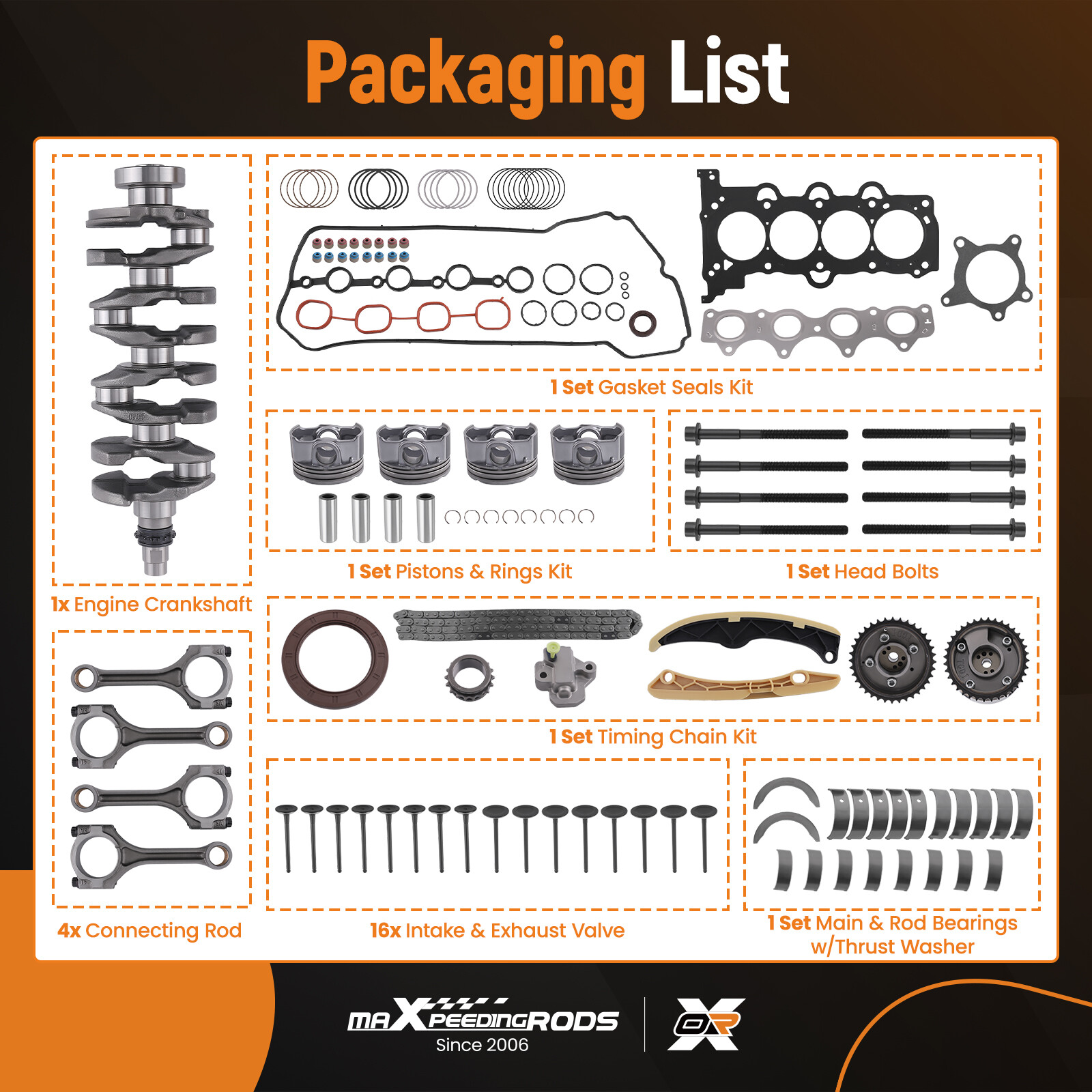 G4FJ 1.6L Turbo Engine Overhaul Rebuild Kit - Crankshaft / Rods For Hyundai KIA