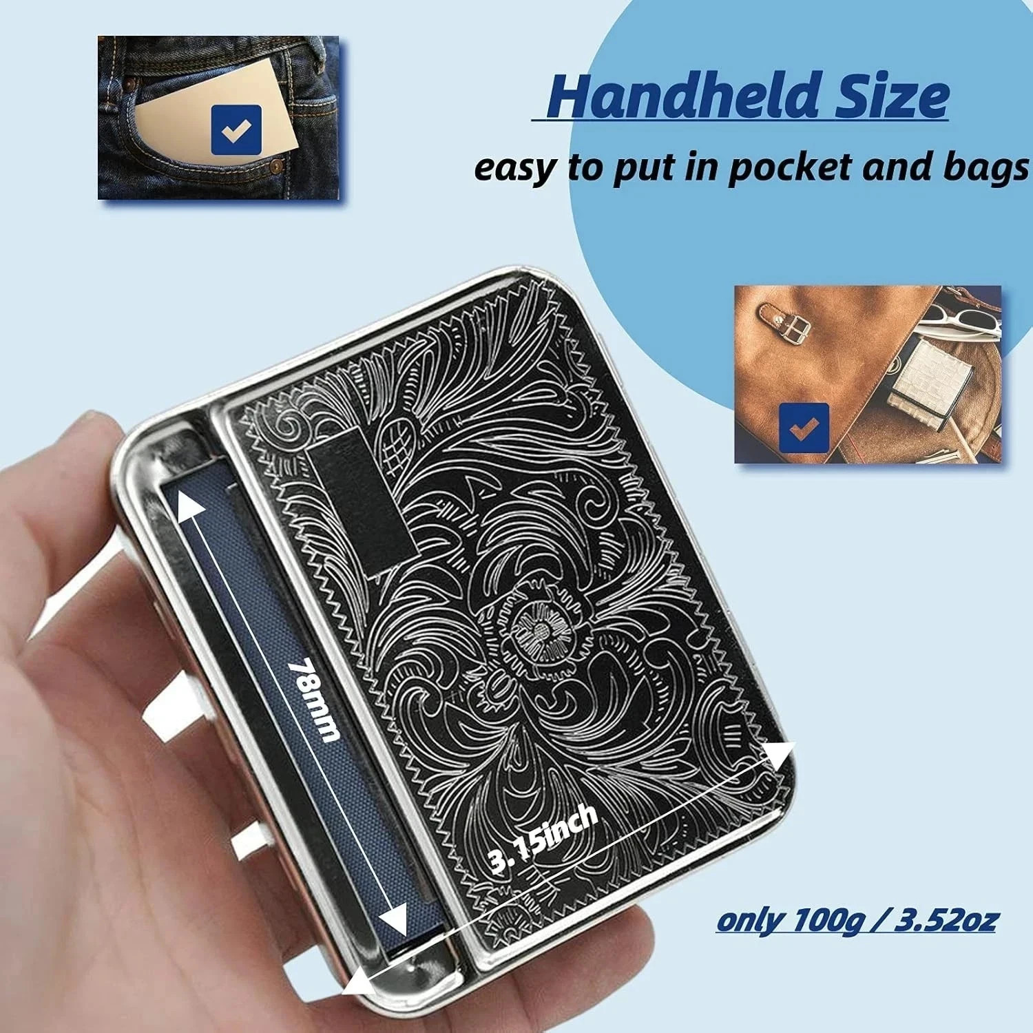Rolling Machine Metal Automatic Cigarette Tobacco Roller Box Case & Storage Box