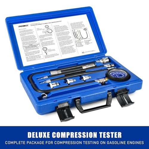 Engine Compression Tester Kit 0-300 PSI | Cylinder Gauge & Spark Plug Adapters