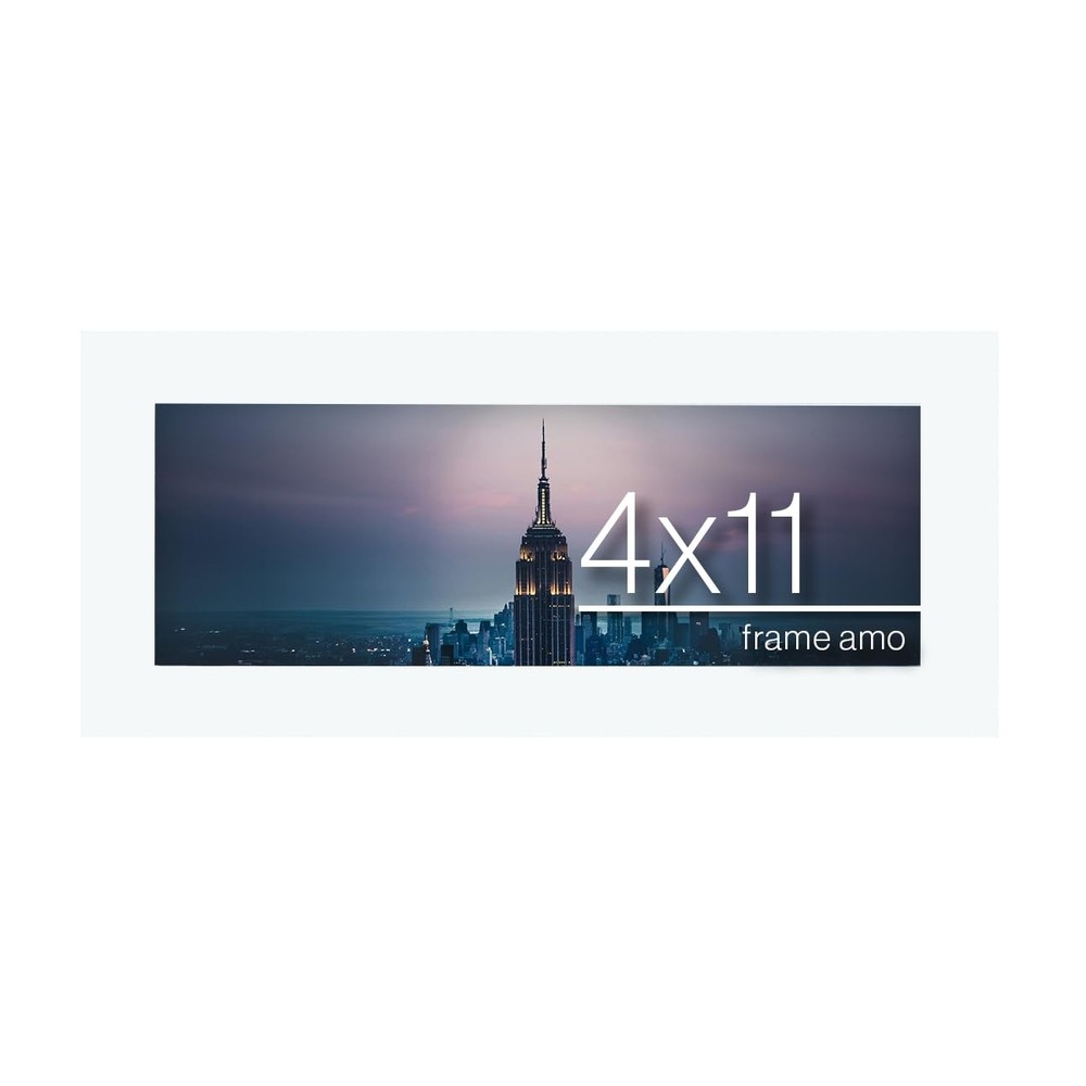 4x11 White Modern Picture Frame, 1 inch Border, Acrylic Front, for Wall or Table