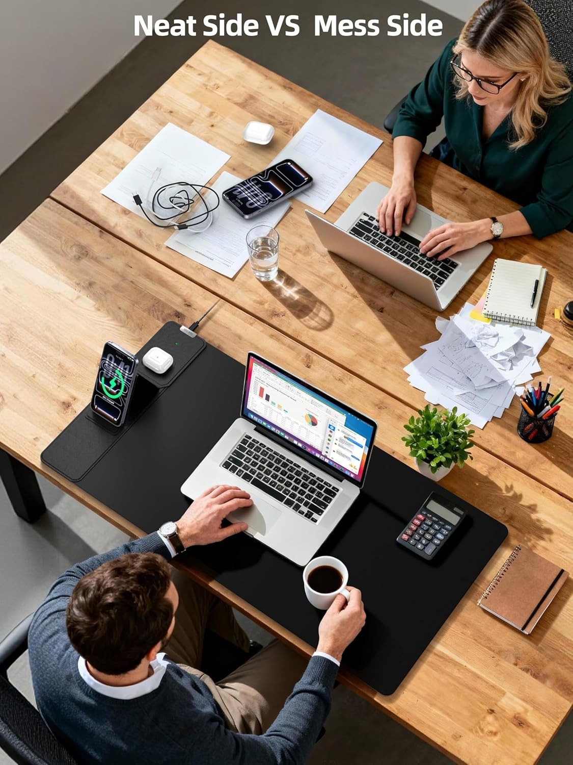 New - ABCMat Mouse Pad with Magnetic Wireless Charging & Adjustable Phone Stand,