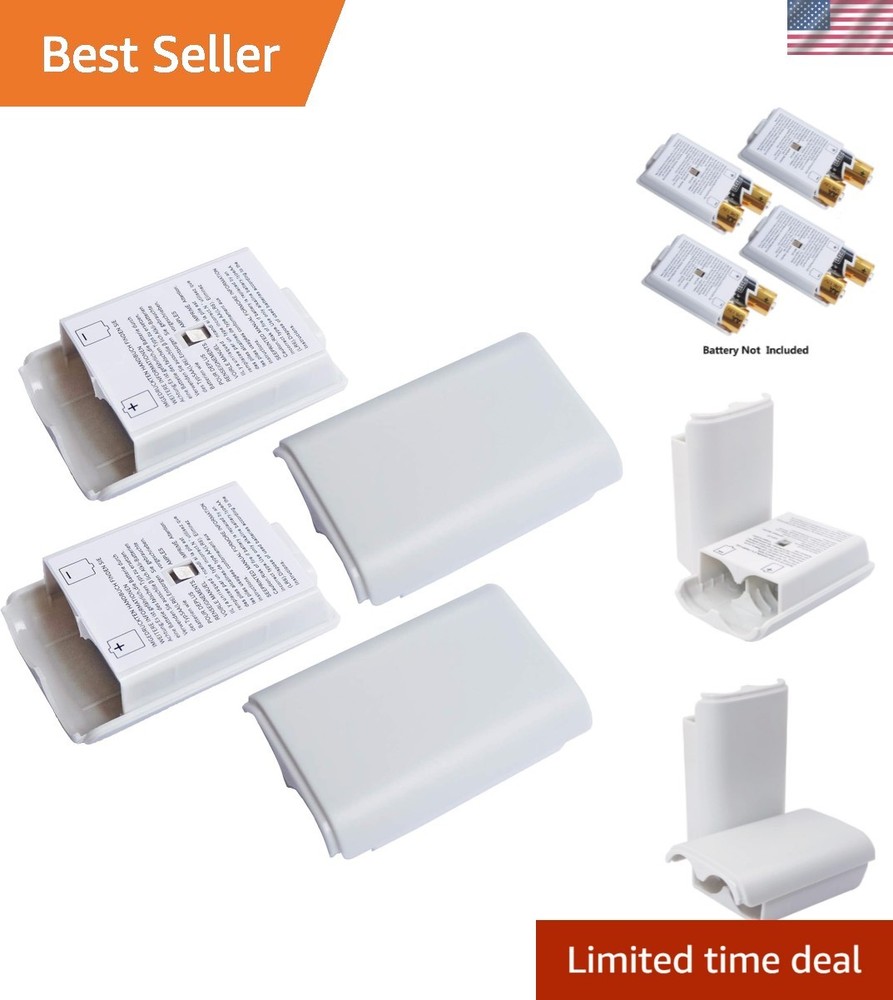 Protective 4X Battery Pack Shell Cases for Xbox 360 Wireless Controllers - White