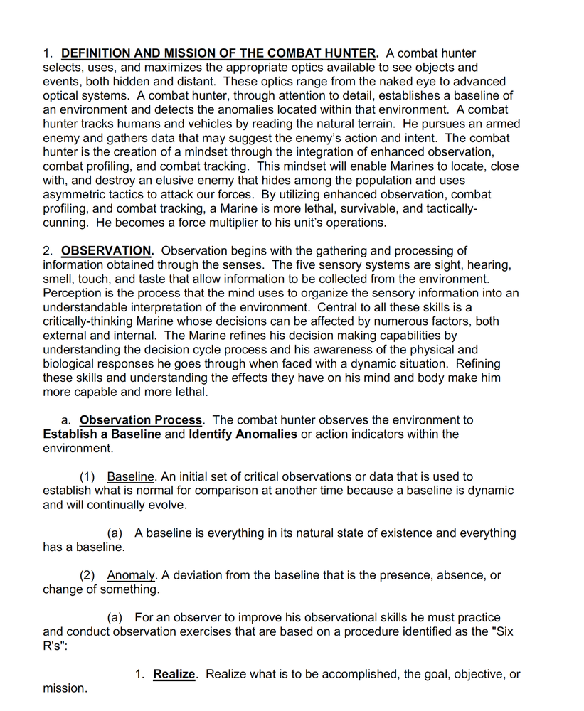 849 page USMC Combat Hunter Training Introduction And Fundamentals on Data CD