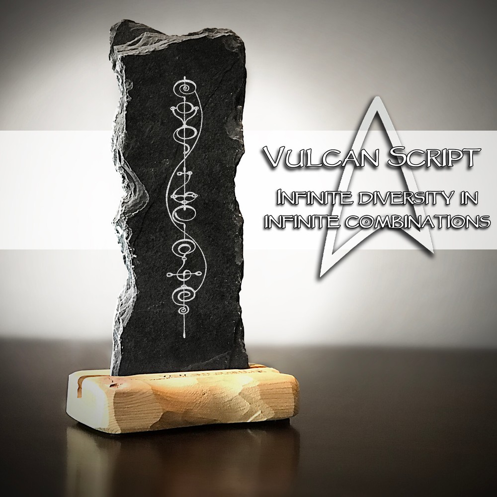 Star Trek Vulcan Script Infinite Diversity in Infinite Combinations on Blk Stone