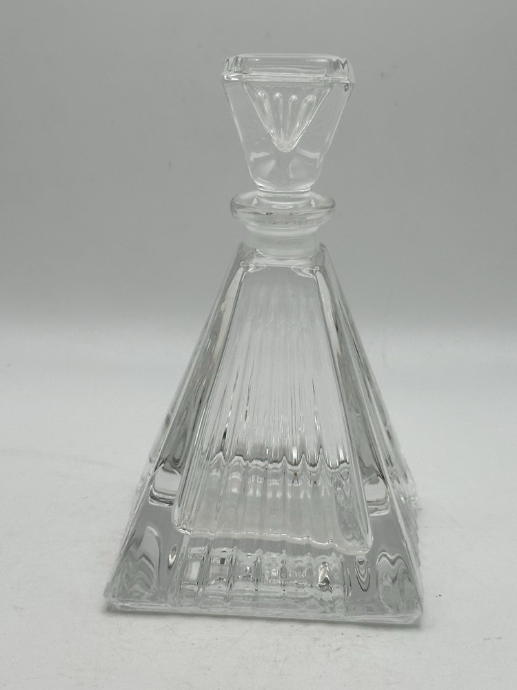 Art Deco Leaded Crystal Triangular Perfume Bottle With Stopper