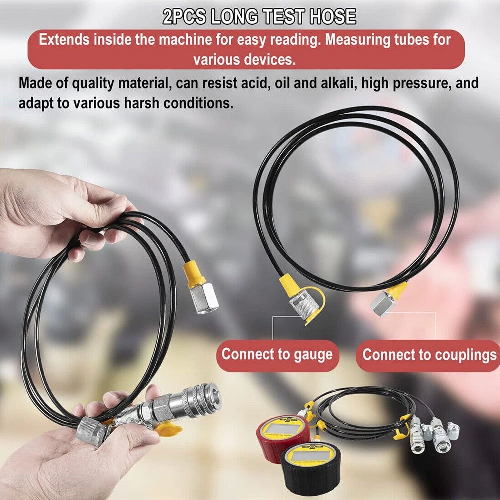 70M Digital Hydraulic Pressure Test Kit-2 Gauge 11 Coupling 2 Hose for Excavator