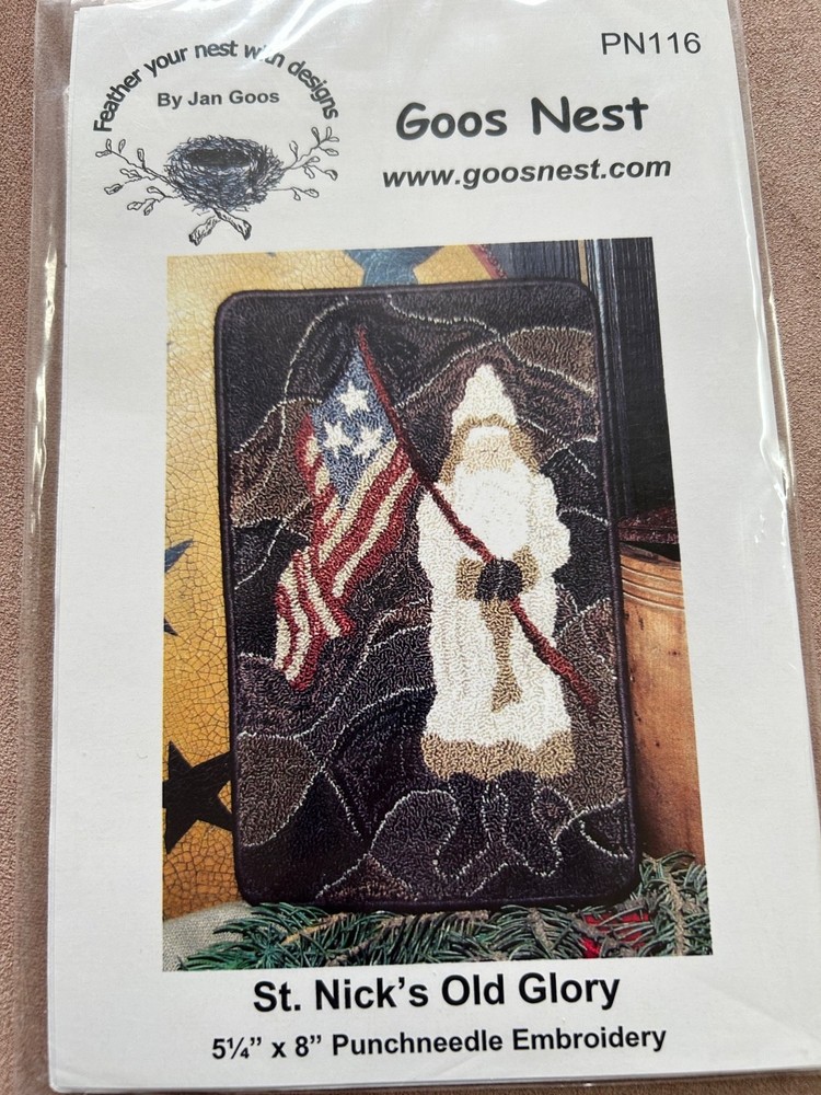 PRIMITIVE PUNCHNEEDLE  EMBROIDERY PATTERN, CRAFTS, PUNCH NEEDLE SANTA