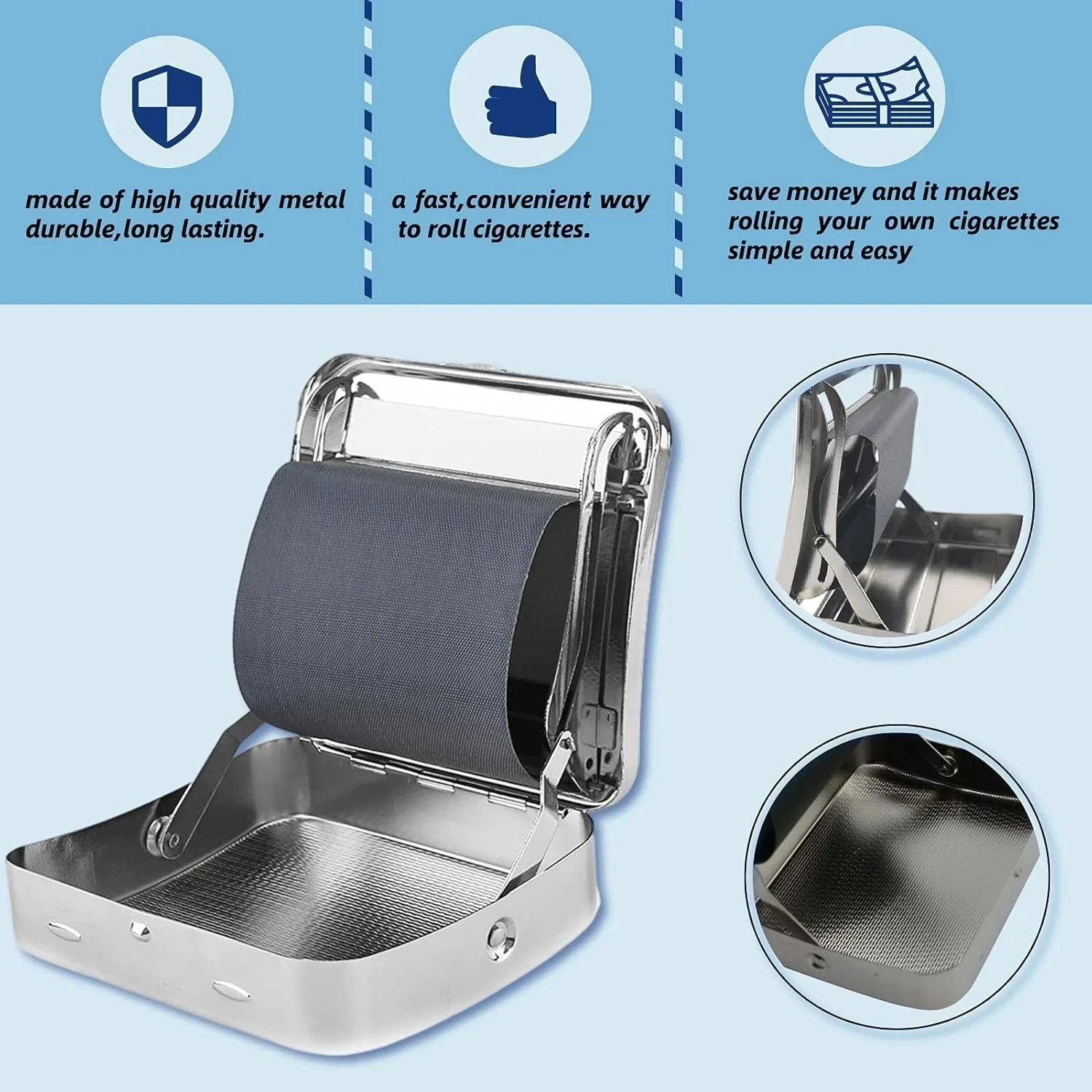 Rolling Machine Metal Automatic Cigarette Tobacco Roller Box Case & Storage Box