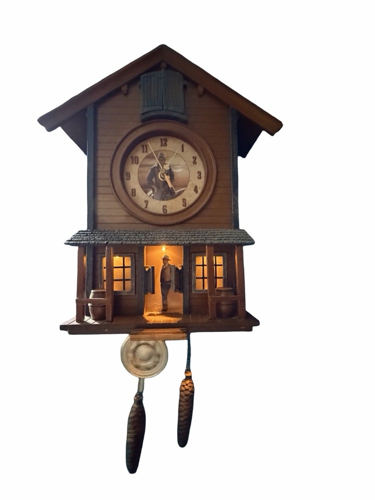 John Wayne Western Legend Cuckoo Clock Illuminated 3D Wall Clock 22” Works