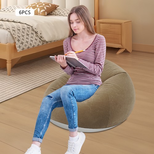 6pcs Inflatable Chairs Inflatable Sofa Portable Inflatable Couch Coffee Color
