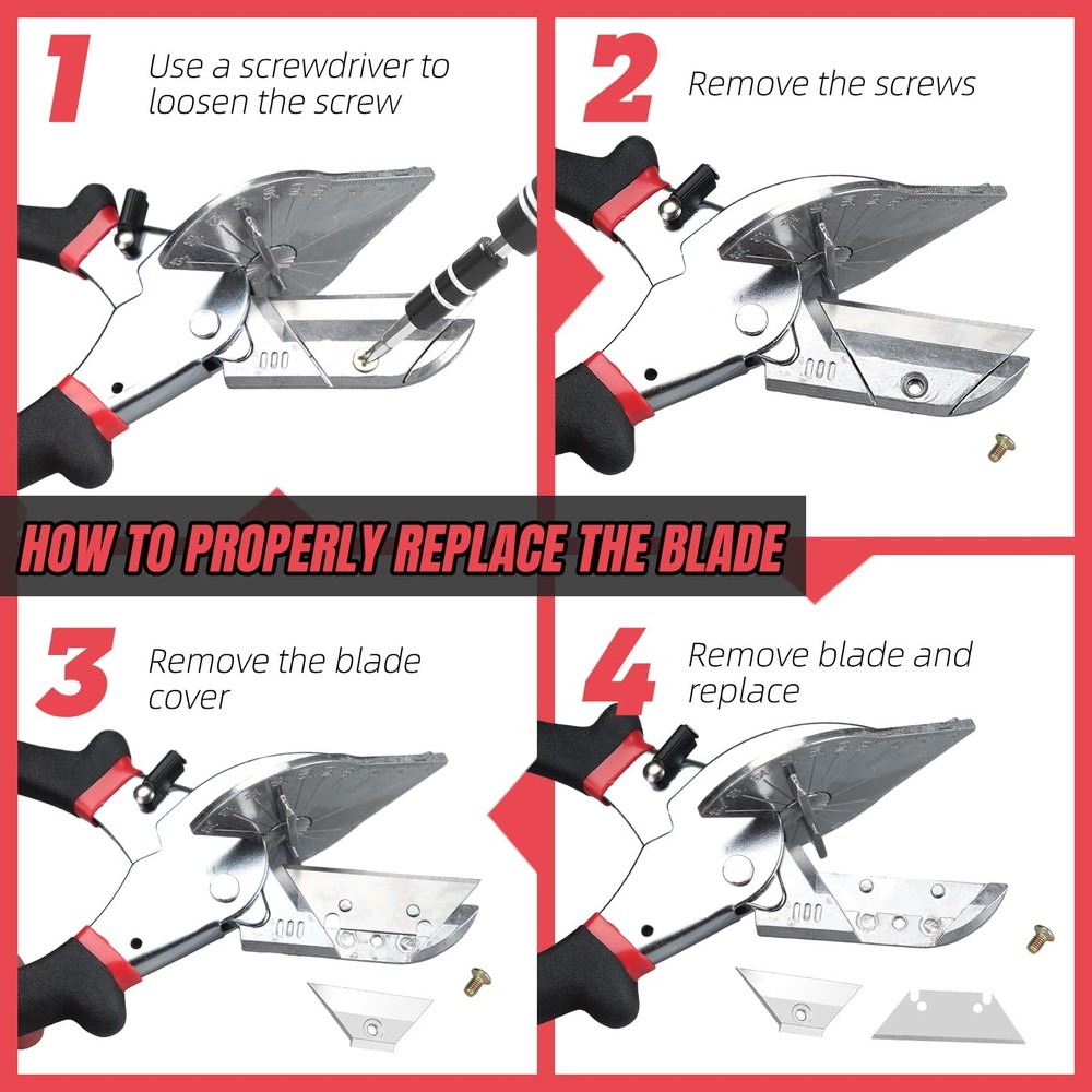 Miter Shear & Cutting Tool - 45-135° Adjustable Angle with 10 Sharp Blades fo...