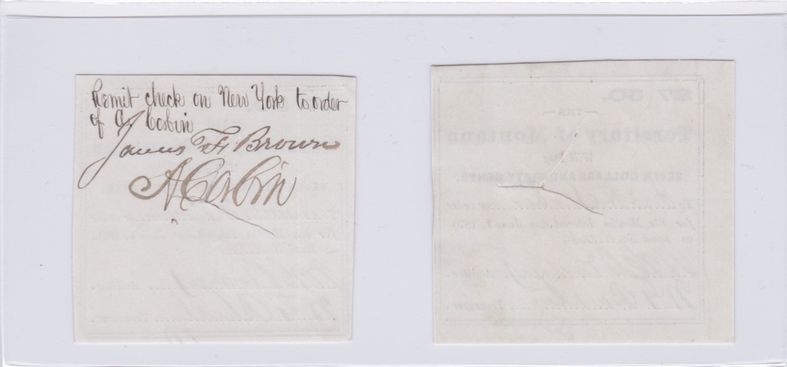 Montana Territory Bond Coupons Qty 6 1868-1871 $7.50