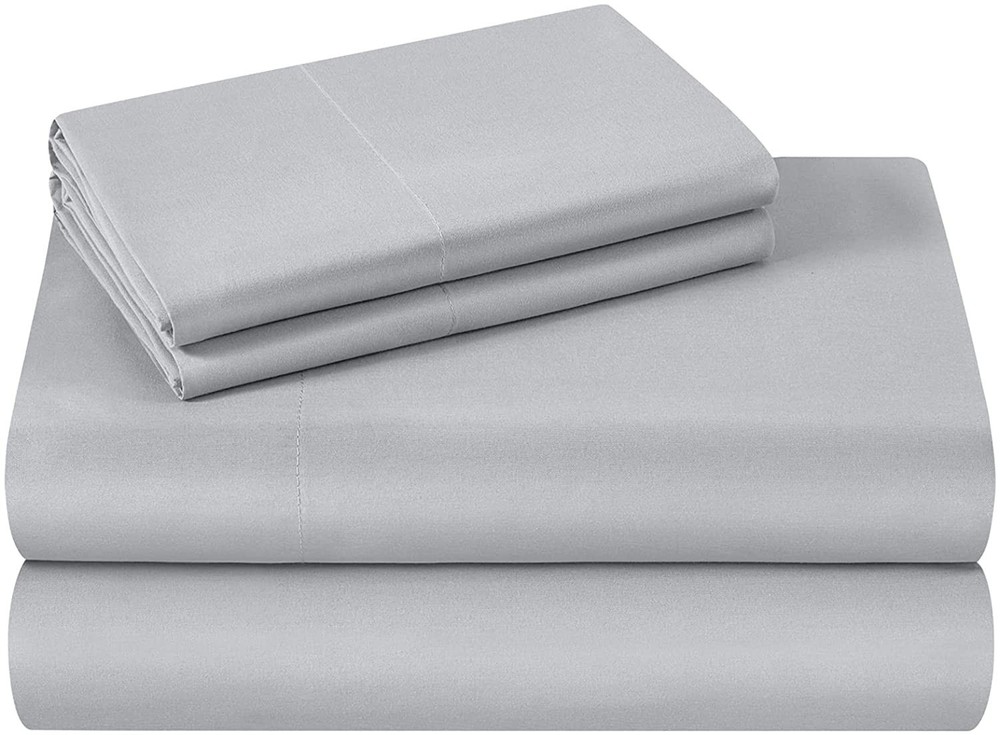 Microfiber 100% Polyester 4 piece King Sheet Set, Light Gray