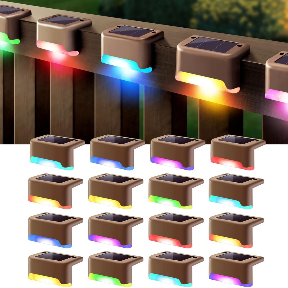 DenicMic Solar Deck Lights Outdoor 16 Pack Step 16 Pack, Multicolor