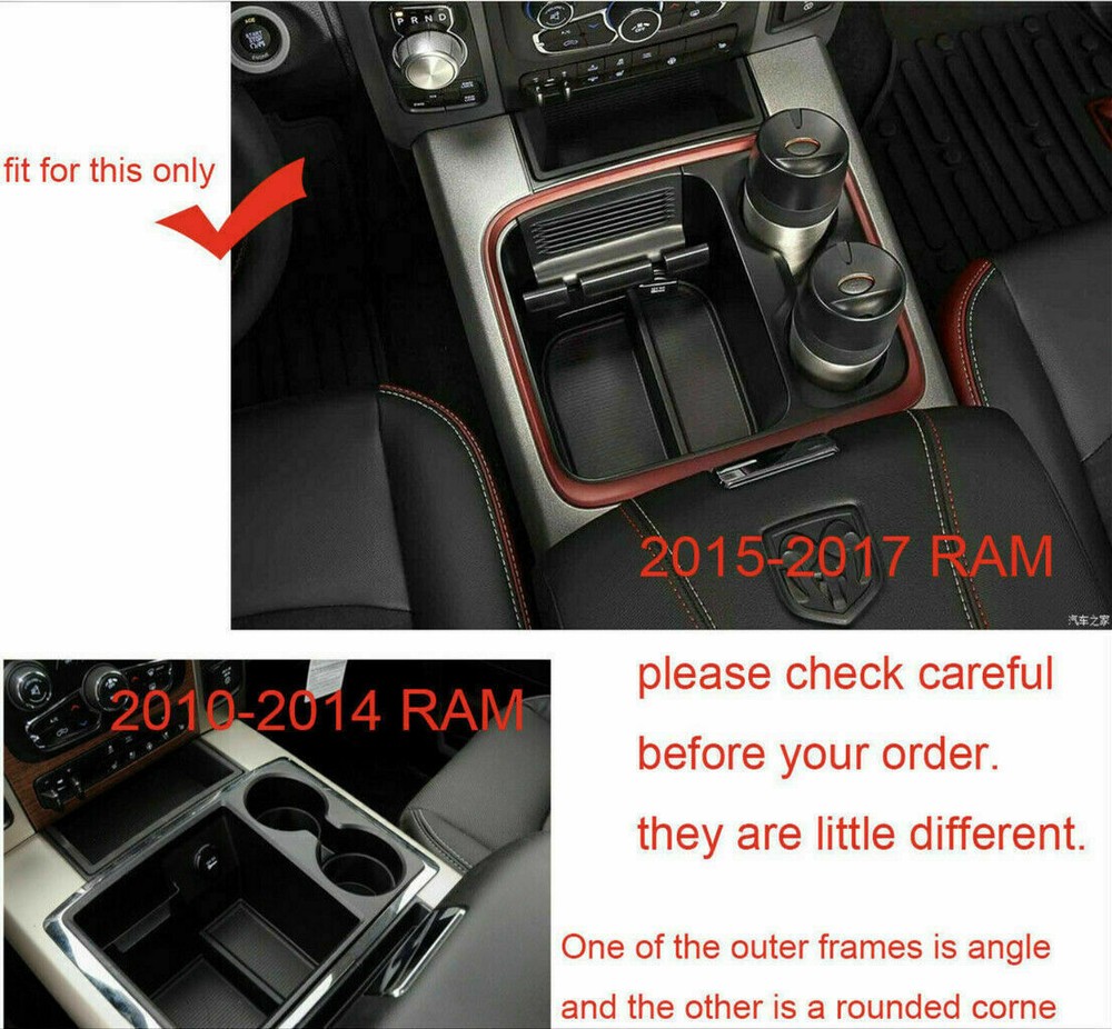Center Console Front Cup Holder Side Panel Trim for Dodge RAM 1500 10-17 Chrome
