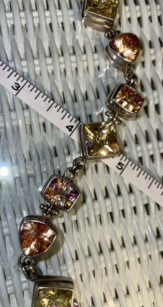 Sarda Multi Quartz Sterling Silver Toggle Bracelet 7.25"