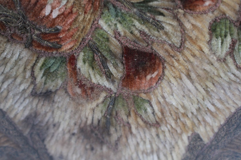 Antique Needlepoint Fabric Weave Framed