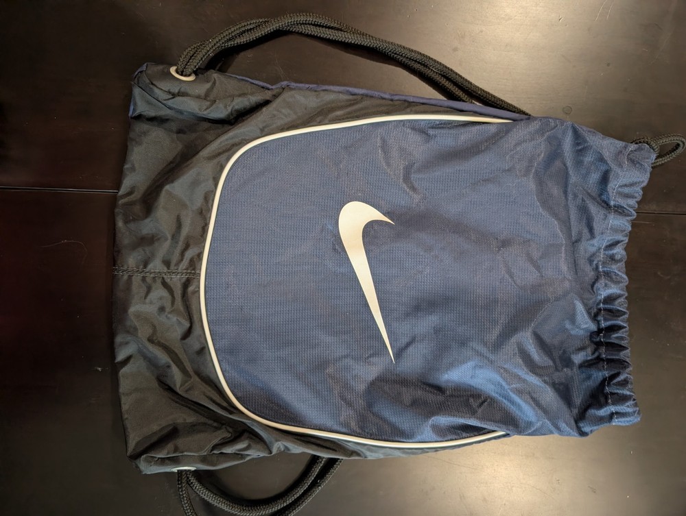 Nike Drawstring Gym Bag Blue Nylon Polyester