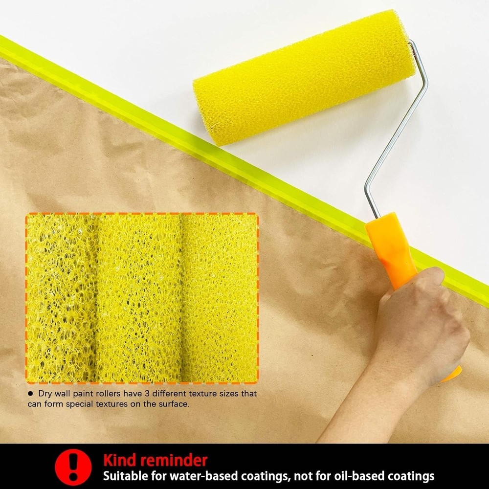 Paint Roller Kit 12 Pcs Textured Covers with 2 Frames 4 Inch Foam Set