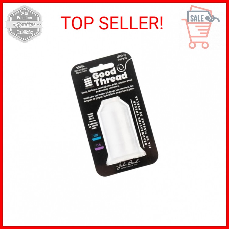 John Bead Good Thread 500m Spool White Bonded Nylon Thread | Beading Thread for