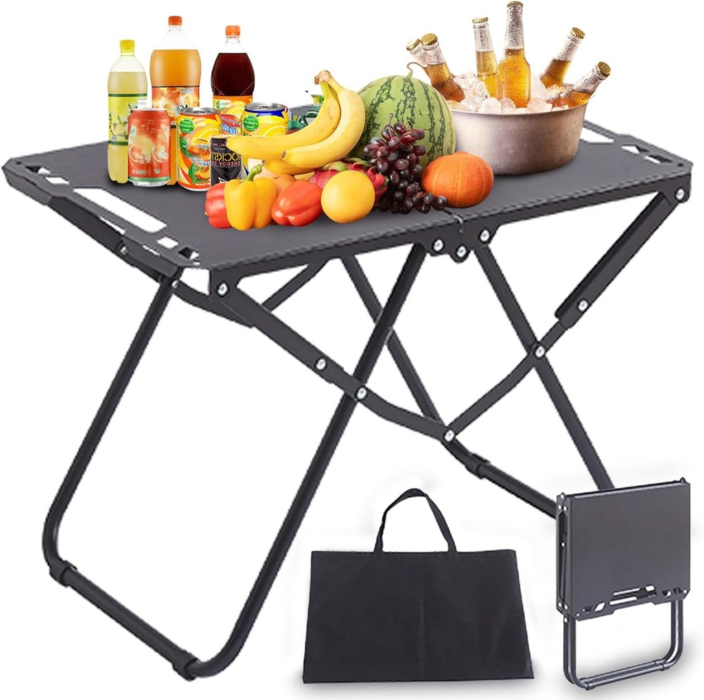 Portable Camping Table, Metal Tactical Foldable Table with Storage Bag, Durable