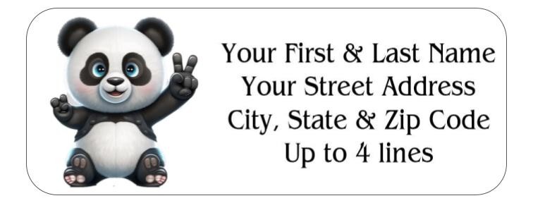 150 Panda Bear Peace sign Mailing Return Address Labels Personalized