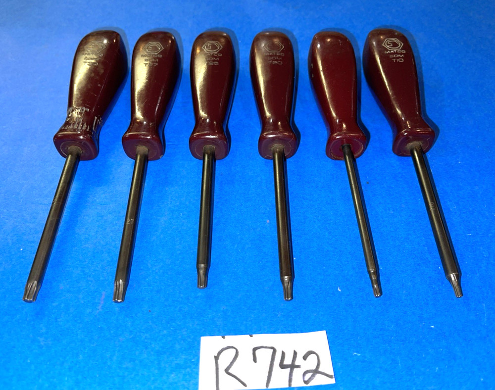 MATCO TOOLS 6 PIECE TORX SCREWDRIVER SET MAROON HANDLES