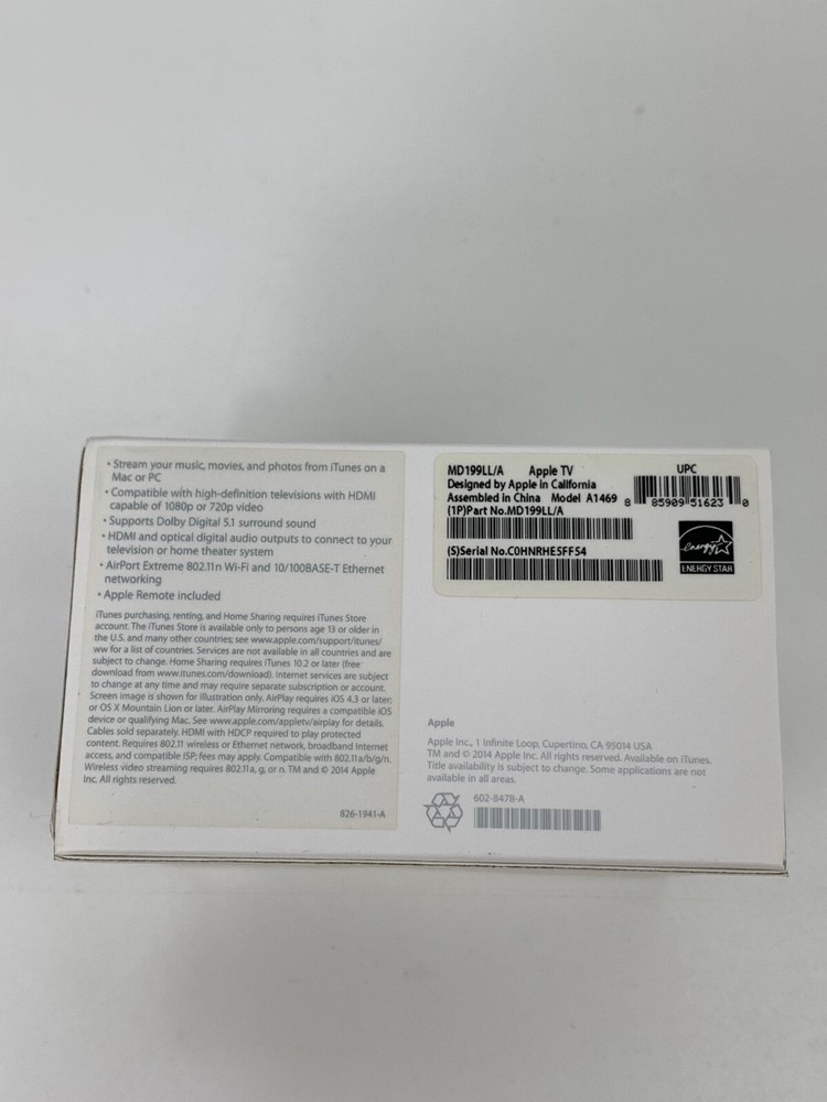 Apple TV A1469 MD199LL/A - Box ONLY!!!