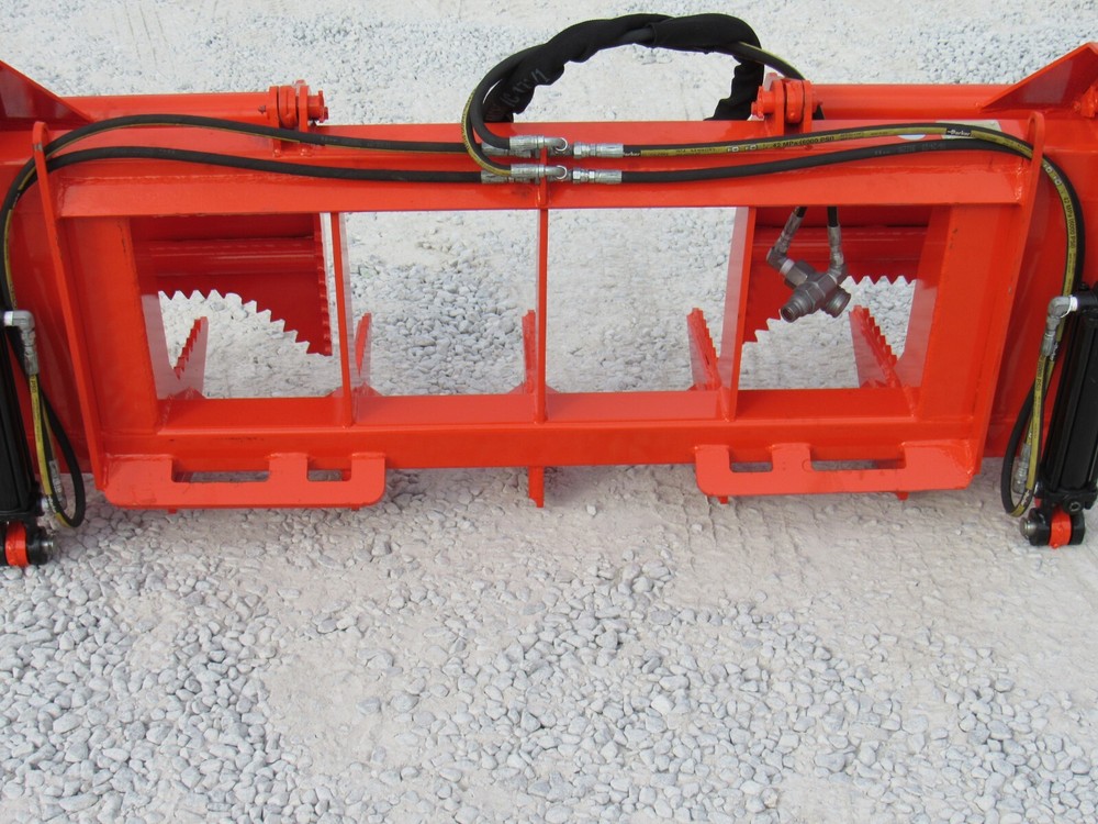 60" Dual Tine Root Rake Clam Grapple Attachment Fits Universal Quick Attach